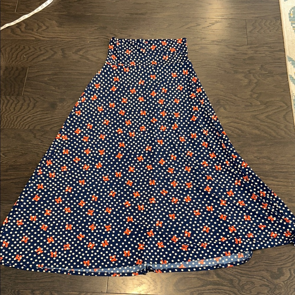 LuLaRoe A-Line Skirt with Red Floral on Navy